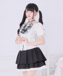 リボン付きドットチュールティアードワンピース（ワンピース）｜Pal