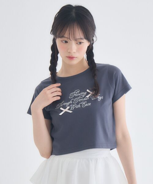 ems excite(エムズエキサイト)の「リボン付ロゴTシャツ(Tシャツ/カットソー・レディース・ピンク/オフホワイト/チャコールグレー・FREE)」の19枚目の写真