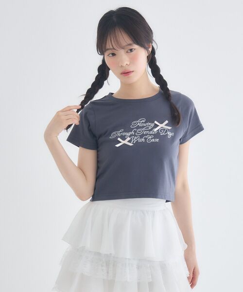ems excite(エムズエキサイト)の「リボン付ロゴTシャツ(Tシャツ/カットソー・レディース・ピンク/オフホワイト/チャコールグレー・FREE)」の20枚目の写真
