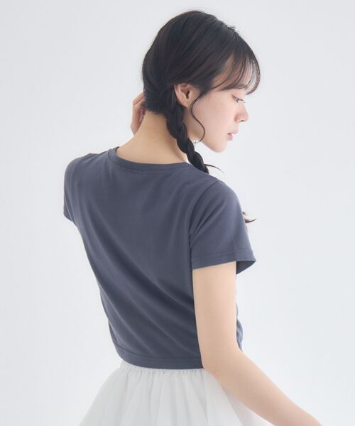 ems excite(エムズエキサイト)の「リボン付ロゴTシャツ(Tシャツ/カットソー・レディース・ピンク/オフホワイト/チャコールグレー・FREE)」の4枚目の写真