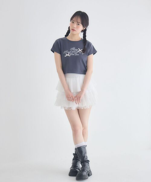 ems excite(エムズエキサイト)の「リボン付ロゴTシャツ(Tシャツ/カットソー・レディース・ピンク/オフホワイト/チャコールグレー・FREE)」の5枚目の写真