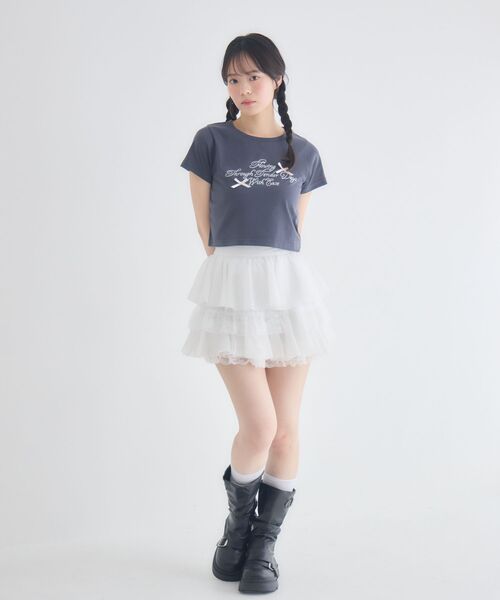 ems excite(エムズエキサイト)の「リボン付ロゴTシャツ(Tシャツ/カットソー・レディース・ピンク/オフホワイト/チャコールグレー・FREE)」の6枚目の写真