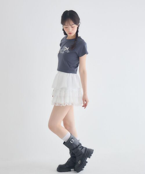 ems excite(エムズエキサイト)の「リボン付ロゴTシャツ(Tシャツ/カットソー・レディース・ピンク/オフホワイト/チャコールグレー・FREE)」の7枚目の写真