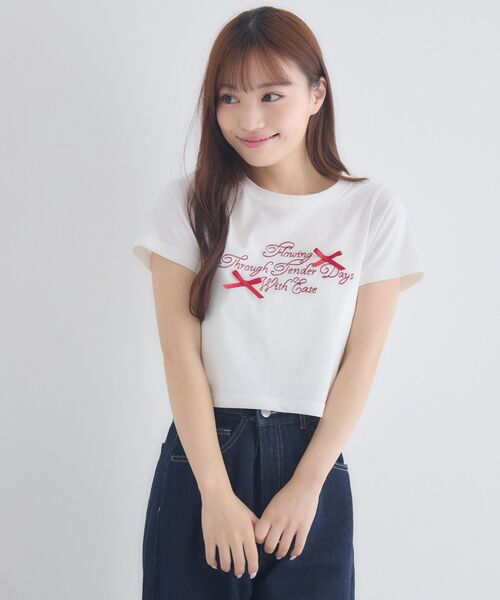 ems excite(エムズエキサイト)の「リボン付ロゴTシャツ(Tシャツ/カットソー・レディース・ピンク/オフホワイト/チャコールグレー・FREE)」の15枚目の写真