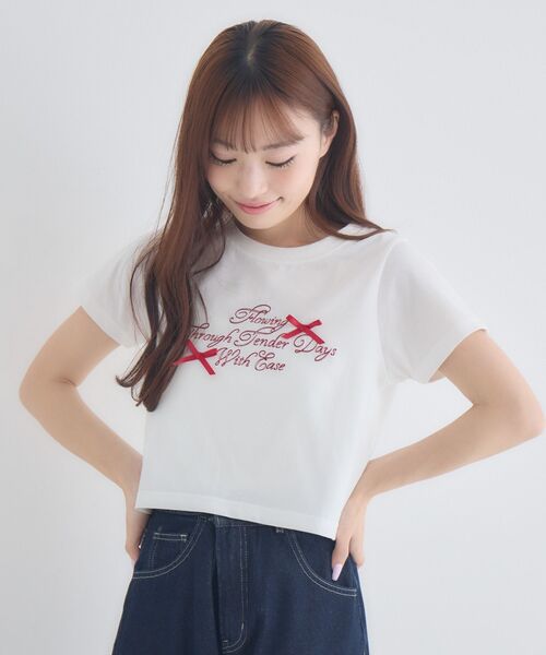 ems excite(エムズエキサイト)の「リボン付ロゴTシャツ(Tシャツ/カットソー・レディース・ピンク/オフホワイト/チャコールグレー・FREE)」の16枚目の写真