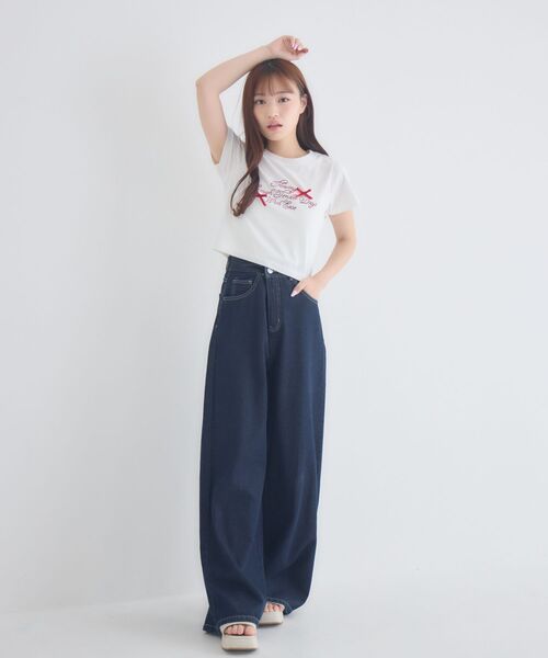 ems excite(エムズエキサイト)の「リボン付ロゴTシャツ(Tシャツ/カットソー・レディース・ピンク/オフホワイト/チャコールグレー・FREE)」の17枚目の写真