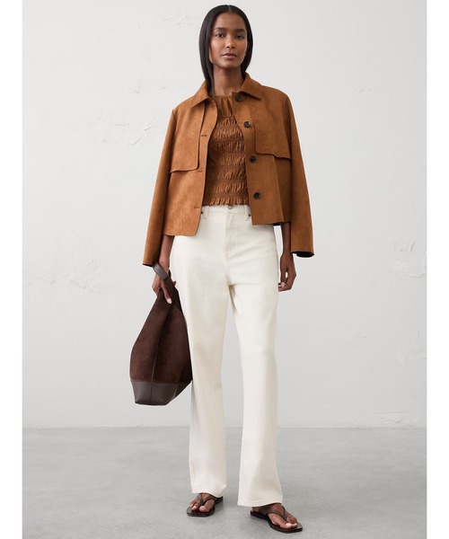 BANANA REPUBLIC FACTORY STORE（バナナリパブリック ファクトリーストア）の「BANANA REPUBLIC FACTORY STORE　　スモッキングクロップドトップス（シャツ/ブラウス・レディース・その他1/ホワイト/その他・M/XS/L/S）」の6枚目の写真