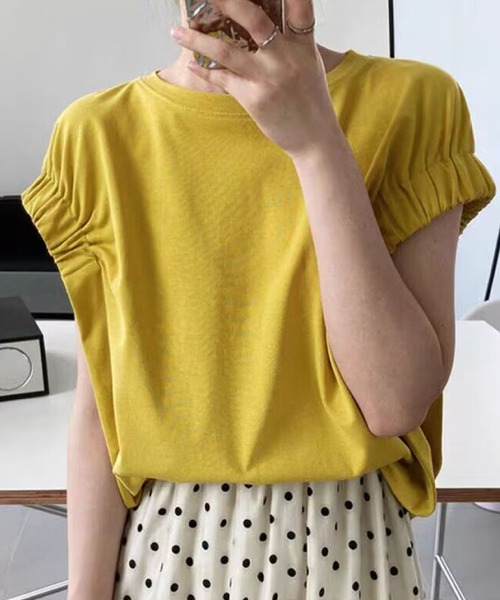 2ly2（トゥーリートゥー）の「袖フリル フレンチスリーブ カットソー（Tシャツ/カットソー・レディース・ホワイト/イエロー・FREE）」の4枚目の写真