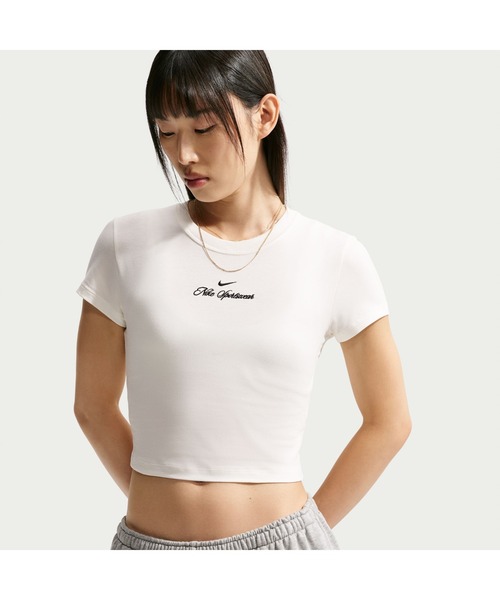NIKE(ナイキ)の「NIKE/ナイキ W NSW CHLLKNT CRP TEE EG(Tシャツ/カットソー・レディース・ベージュ/ブラック・M/S/XL/L)」の1枚目の写真