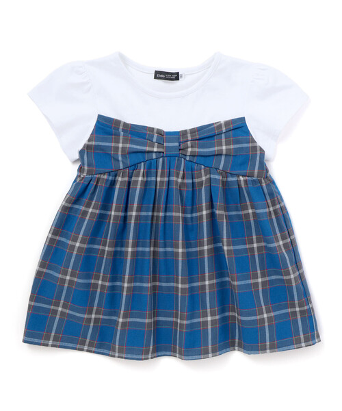 BeBe(ベベ)の「【お揃い】【神戸タータン×BeBe】チェックビスチェドッキング半袖Tシャツ(90~150cm)(Tシャツ/カットソー・キッズ・ブルー系その他・150cm/110cm/140cm/120cm/130cm)」の8枚目の写真