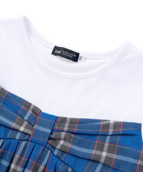 BeBe(ベベ)の「【お揃い】【神戸タータン×BeBe】チェックビスチェドッキング半袖Tシャツ(90~150cm)(Tシャツ/カットソー・キッズ・ブルー系その他・150cm/110cm/140cm/120cm/130cm)」の10枚目の写真