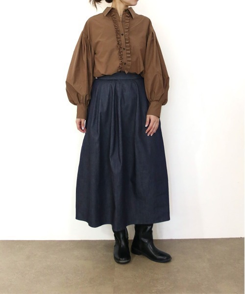 Marilyn Moon(マリリンムーン)の「denim barrel skirt(デニムスカート・レディース・インディゴブルー・FREE)」の2枚目の写真