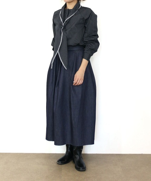 Marilyn Moon(マリリンムーン)の「denim barrel skirt(デニムスカート・レディース・インディゴブルー・FREE)」の3枚目の写真