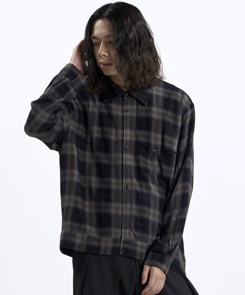 NO ID.(ノーアイディ)の「【NO ID.】Ombre Check Western BIG Shirt / オンブレー チェック ウエスタン ビッグ シャツ(シャツ/ブラウス・メンズ・イエロー/ブルーグレー/ブラック・ONE SIZE)」の13枚目の写真