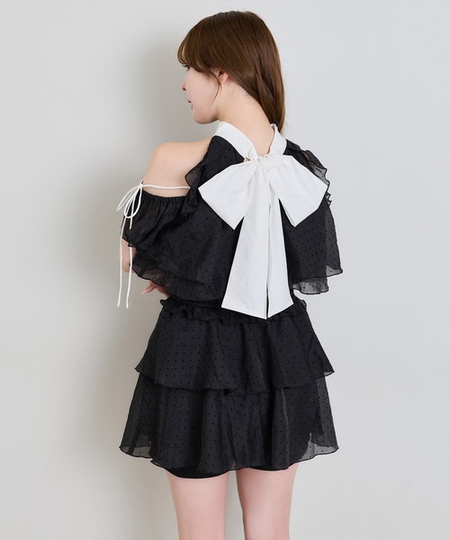 one after another NICE CLAUP(ワンアフターアナザーナイスクラップ)の「前後2wayリボンアメスリブラウス(ワンピース・レディース・ピンク/ベージュ系その他/ブラック・FREE)」の6枚目の写真