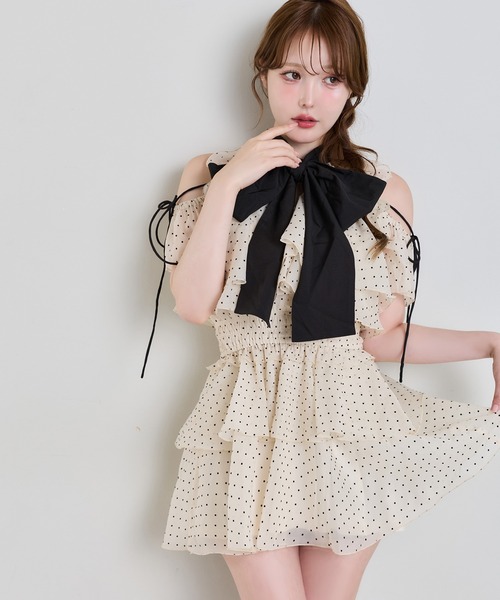 one after another NICE CLAUP(ワンアフターアナザーナイスクラップ)の「前後2wayリボンアメスリブラウス(ワンピース・レディース・ピンク/ベージュ系その他/ブラック・FREE)」の11枚目の写真