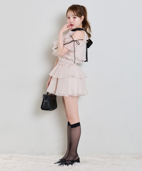 one after another NICE CLAUP(ワンアフターアナザーナイスクラップ)の「前後2wayリボンアメスリブラウス(ワンピース・レディース・ピンク/ベージュ系その他/ブラック・FREE)」の14枚目の写真