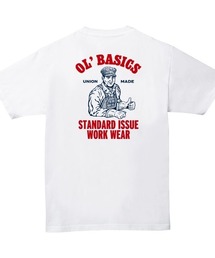 Ol' Basics(オール・ベーシックス) 半袖Tシャツ ロゴ イラスト バックプリント 胸ポケット ポケT トップス カットソー レディース