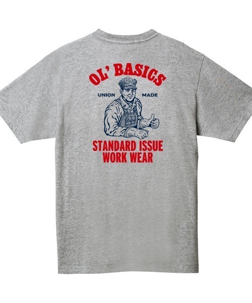 Ol' Basics(オールベーシックス)の「Ol' Basics(オール・ベーシックス) 半袖Tシャツ ロゴ イラスト バックプリント 胸ポケット ポケT トップス カットソー レディース(Tシャツ/カットソー・レディース・ヘザーグレー/ホワイト/ブラック・S/XS)」の3枚目の写真