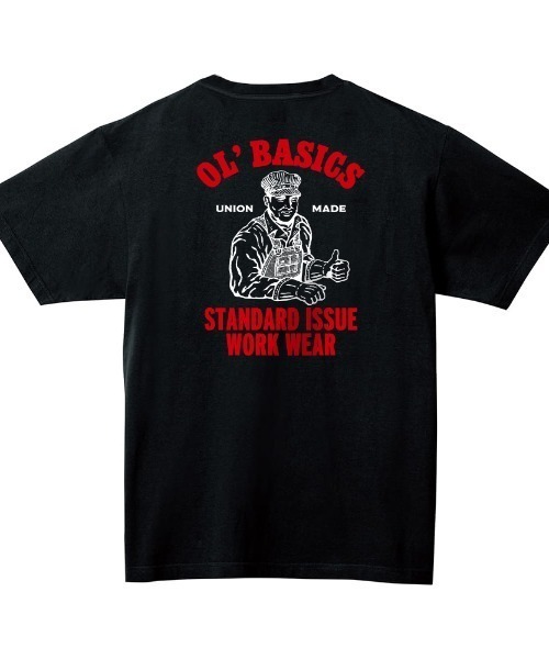 Ol' Basics(オールベーシックス)の「Ol' Basics(オール・ベーシックス) 半袖Tシャツ ロゴ イラスト バックプリント 胸ポケット ポケT トップス カットソー レディース(Tシャツ/カットソー・レディース・ヘザーグレー/ホワイト/ブラック・S/XS)」の2枚目の写真