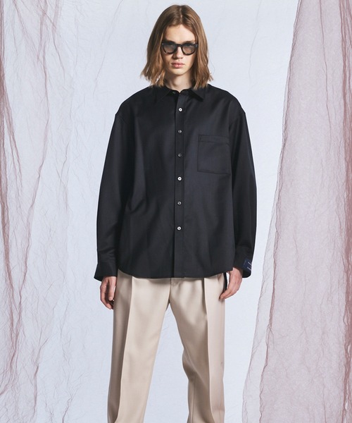 MAISON SPECIAL(メゾンスペシャル)の「《UNISEX》【Ermenegildo Zegna Fabric】Prime-Over Regular Collar Shirt/【エルメネジルド・ゼニア ファブリック】プライムオーバーレギュラーカラーシャツ【MAISON SPECIAL/メゾンスペシャル】■セットアップ対応■(シャツ/ブラウス・メンズ・ブラック・1/2/0)」の5枚目の写真