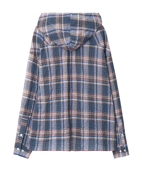 NIGHTWORKDEPT（ナイトワークデプト）の「Vintage Hooded Check Shirt_Blue（シャツ/ブラウス・レディース・その他・ONE）」の2枚目の写真