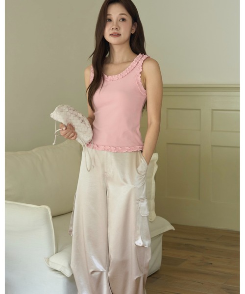 BIRTHDAY BASH(バースデイバッシュ)の「SATIN CARGO WIDE PANTS(サテンカーゴワイドパンツ)(カーゴパンツ・レディース・ベージュ/サックスブルー・S/M)」の12枚目の写真