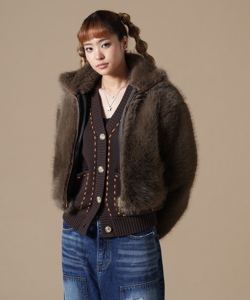 DANKE SCHON(ダンケシェーン)の「DankeSchon/ダンケシェーン/WOMEN ECO FUR STAND BLOUSON(ブルゾン・レディース・ブラウン/グレー・F)」の19枚目の写真