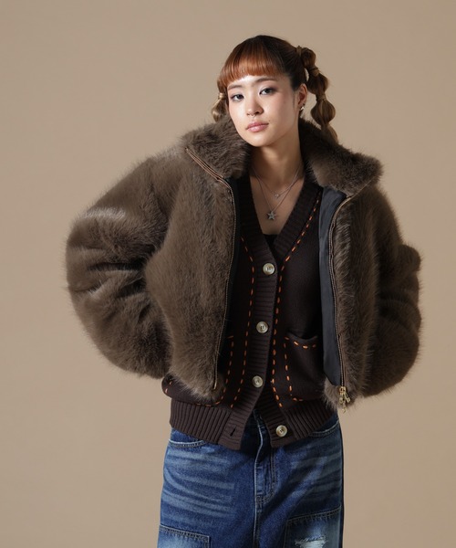 DANKE SCHON(ダンケシェーン)の「DankeSchon/ダンケシェーン/WOMEN ECO FUR STAND BLOUSON(ブルゾン・レディース・ブラウン/グレー・F)」の20枚目の写真
