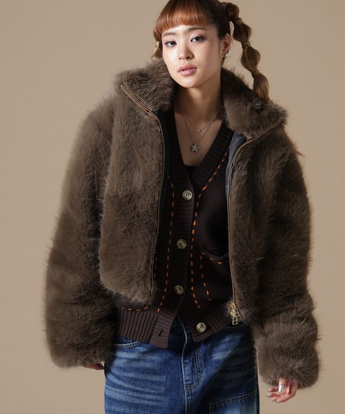 DANKE SCHON(ダンケシェーン)の「DankeSchon/ダンケシェーン/WOMEN ECO FUR STAND BLOUSON(ブルゾン・レディース・ブラウン/グレー・F)」の21枚目の写真