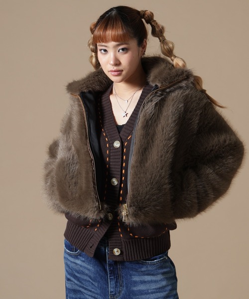 DANKE SCHON(ダンケシェーン)の「DankeSchon/ダンケシェーン/WOMEN ECO FUR STAND BLOUSON(ブルゾン・レディース・ブラウン/グレー・F)」の22枚目の写真