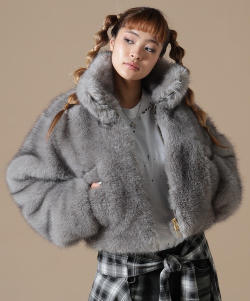 DANKE SCHON(ダンケシェーン)の「DankeSchon/ダンケシェーン/WOMEN ECO FUR STAND BLOUSON(ブルゾン・レディース・ブラウン/グレー・F)」の8枚目の写真