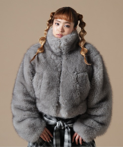 DANKE SCHON(ダンケシェーン)の「DankeSchon/ダンケシェーン/WOMEN ECO FUR STAND BLOUSON(ブルゾン・レディース・ブラウン/グレー・F)」の12枚目の写真