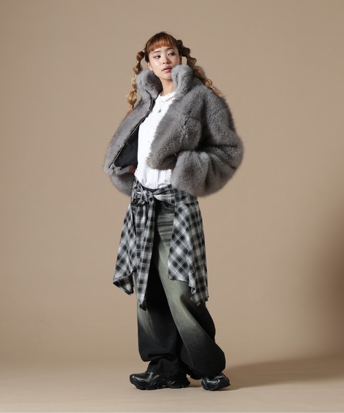 DANKE SCHON(ダンケシェーン)の「DankeSchon/ダンケシェーン/WOMEN ECO FUR STAND BLOUSON(ブルゾン・レディース・ブラウン/グレー・F)」の17枚目の写真