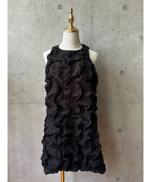 BIRTHDAY BASH（バースデイバッシュ）の「FLOWER GATHER MINI DRESS(フラワーギャザーミニドレス)（ワンピース・レディース・ホワイト/ブラック・S/M）」の9枚目の写真