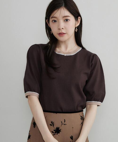 couture brooch(クチュールブローチ)の「【きちんと見えて華やか・アンサンブル可】ラメ配色ニット(ニット/セーター・レディース・ホワイト系7/ダークブラウン系4/ブラック系4・38/36/42/40)」の3枚目の写真