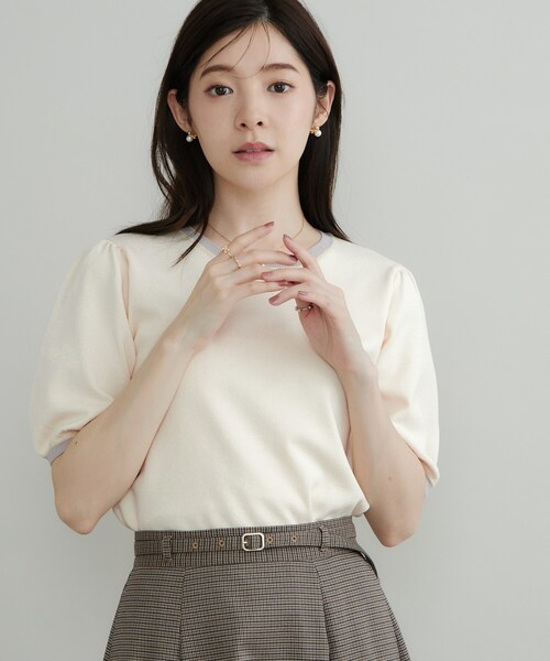 couture brooch(クチュールブローチ)の「【きちんと見えて華やか・アンサンブル可】ラメ配色ニット(ニット/セーター・レディース・ホワイト系7/ダークブラウン系4/ブラック系4・38/36/42/40)」の7枚目の写真