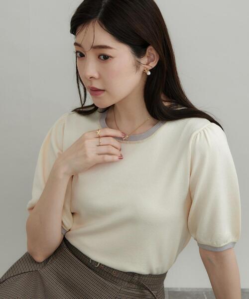 couture brooch(クチュールブローチ)の「【きちんと見えて華やか・アンサンブル可】ラメ配色ニット(ニット/セーター・レディース・ホワイト系7/ダークブラウン系4/ブラック系4・38/36/42/40)」の8枚目の写真