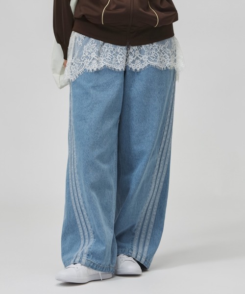 adidas(アディダス)の「アディダス adidas スタジアム ウォッシュ デニム ルーズフィット パンツ(デニムパンツ・レディース・ダークブルー/ブラック/ブルー・S/L/M/XL)」の4枚目の写真