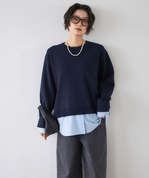CROSS FUNCTION（クロスファンクション）の「《洗える》シャツレイヤードデザインニット【CROSS FUNCTION/クロスファンクション】（ニット/セーター・レディース・チャコールグレー/ネイビー・M/LL/L）」の22枚目の写真