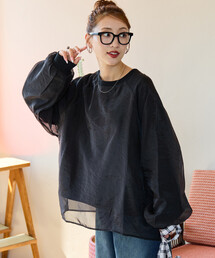 限定展開 オーガンジー 重ね ラグラン スウェット