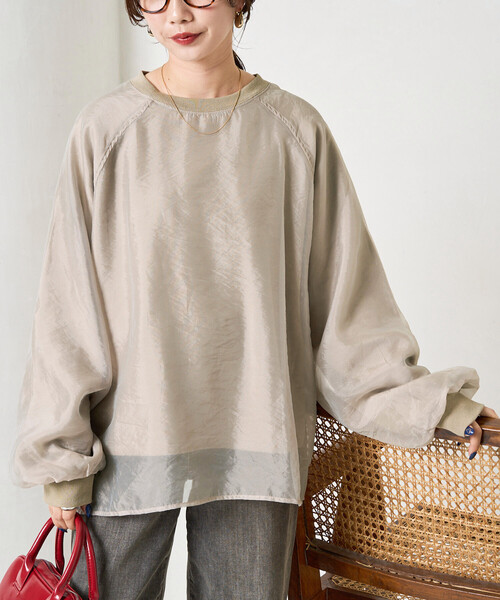 FREAK'S STORE(フリークスストア)の「限定展開 オーガンジー 重ね ラグラン スウェット(スウェット・レディース・ベージュ/ブラウン/ブラック/オフホワイト/サックスブルー/ピンク・フリ-)」の19枚目の写真
