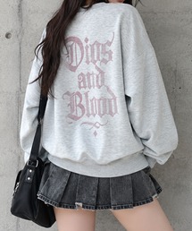 ラインストーンロゴオーバーサイズトレーナー