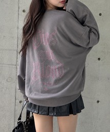 ラインストーンロゴオーバーサイズトレーナー