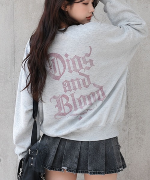 GLAMOROUS JANE（グラマラスジェーン）の「ラインストーンロゴオーバーサイズトレーナー（スウェット・レディース・グレー/杢グレー/ベージュ/ブラック・FREE）」の6枚目の写真