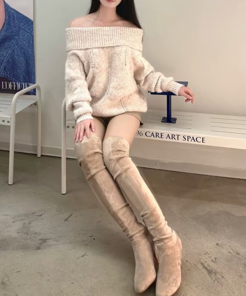 Vipoa（ヴィポア）の「loose off shoulder knit（ニット/セーター・レディース・アイボリー/グレー・FREE）」の14枚目の写真