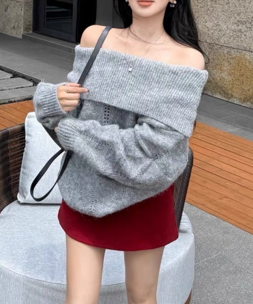 Vipoa（ヴィポア）の「loose off shoulder knit（ニット/セーター・レディース・アイボリー/グレー・FREE）」の19枚目の写真