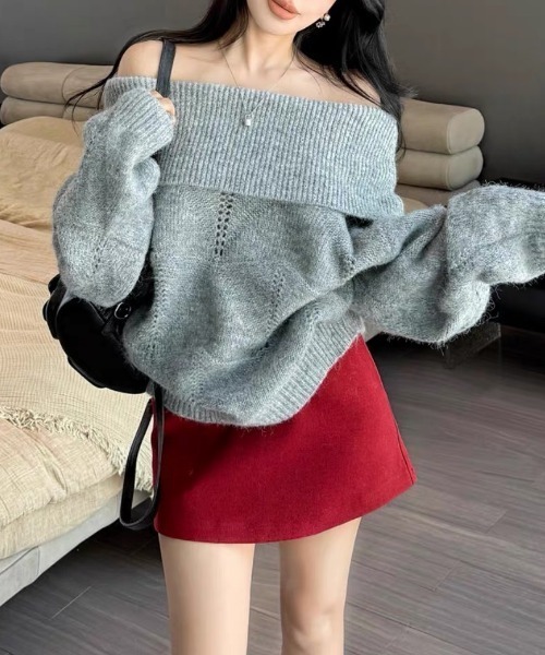Vipoa（ヴィポア）の「loose off shoulder knit（ニット/セーター・レディース・アイボリー/グレー・FREE）」の20枚目の写真