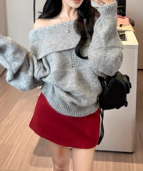 Vipoa（ヴィポア）の「loose off shoulder knit（ニット/セーター・レディース・アイボリー/グレー・FREE）」の21枚目の写真