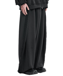 Multi Lace Trim One Tuck Track Pants [BLACK]